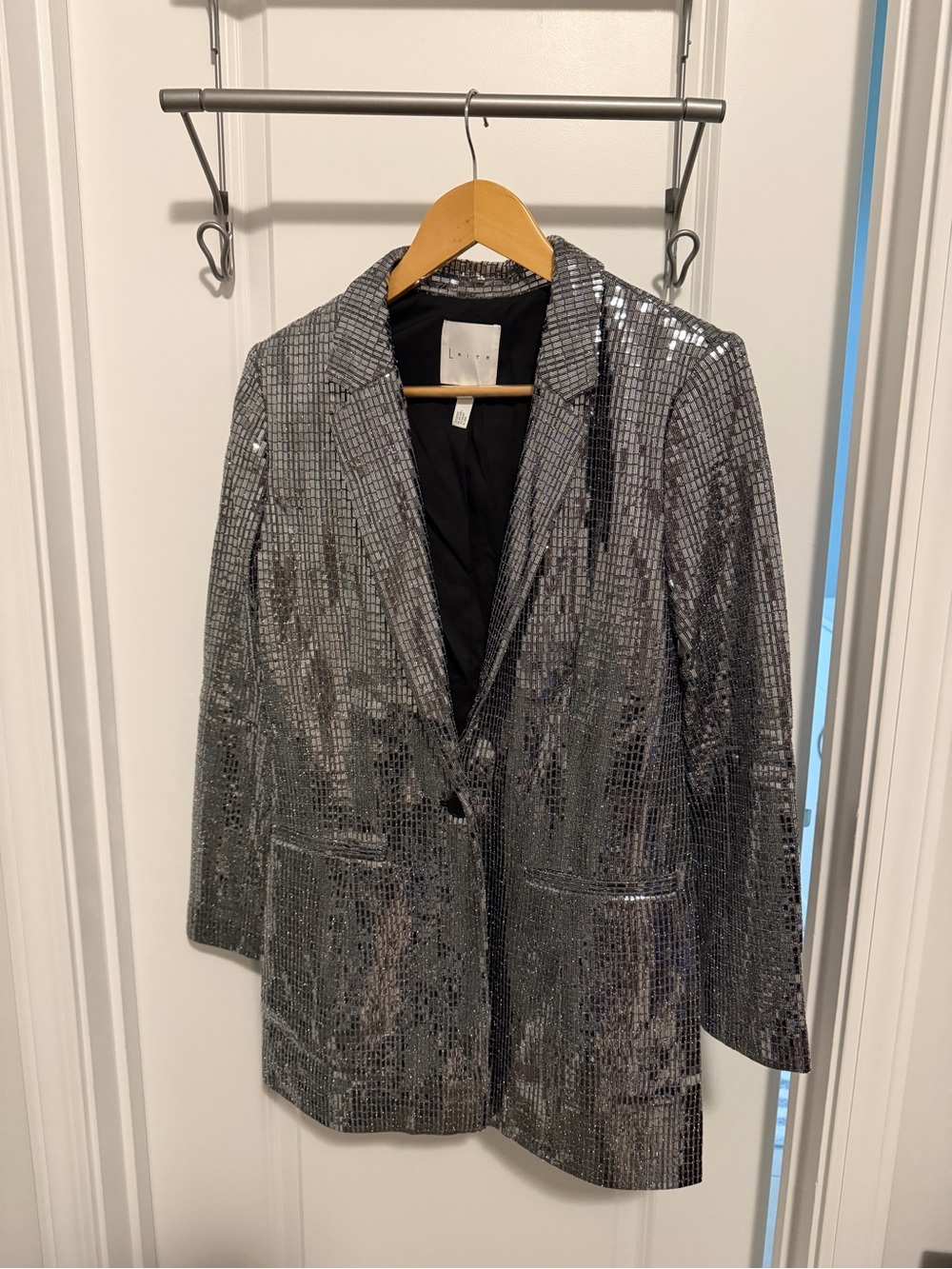 Leith Silver Sequin Blazer Jacket